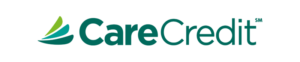 CareCredit logo featuring the company name in green text with a three-leaf design on the left, welcoming new patients to explore their financing options.