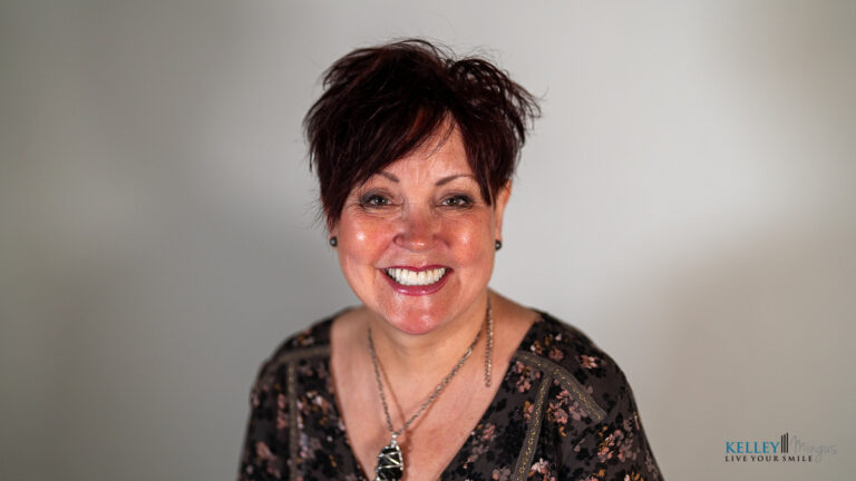 A smiling woman with dark short hair wearing a pendant necklace, appearing in content about CPAP alternatives for sleep apnea, with the Kelley Mingus logo in the bottom right corner.
